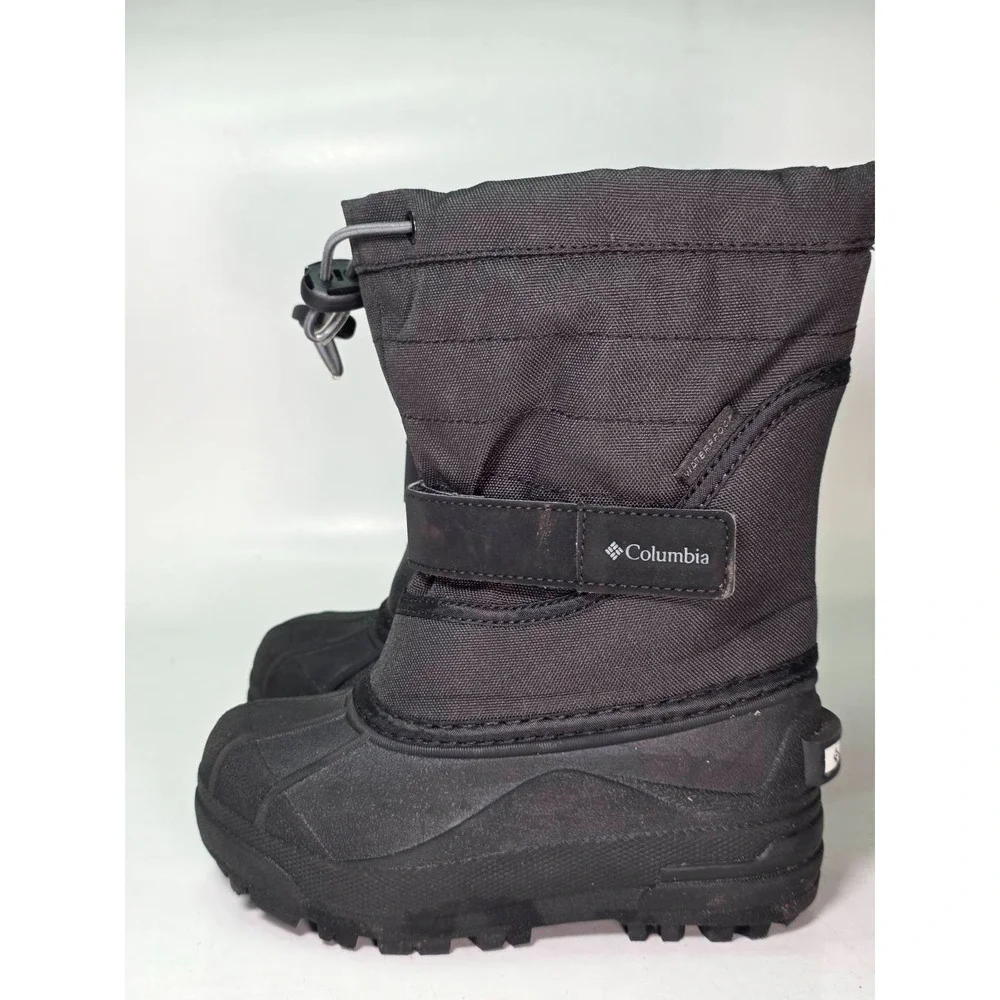 Columbia Powderbug Plus II Kids Winter Boots Size 11 Black Waterproof Snow Shoes